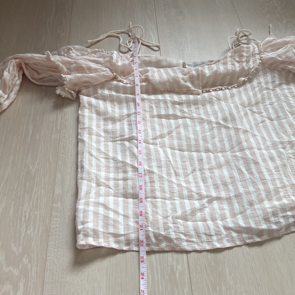 CeCe Blush Pink Cold-Shoulder Ruffle Peasant Top - Picture 6 of 8
